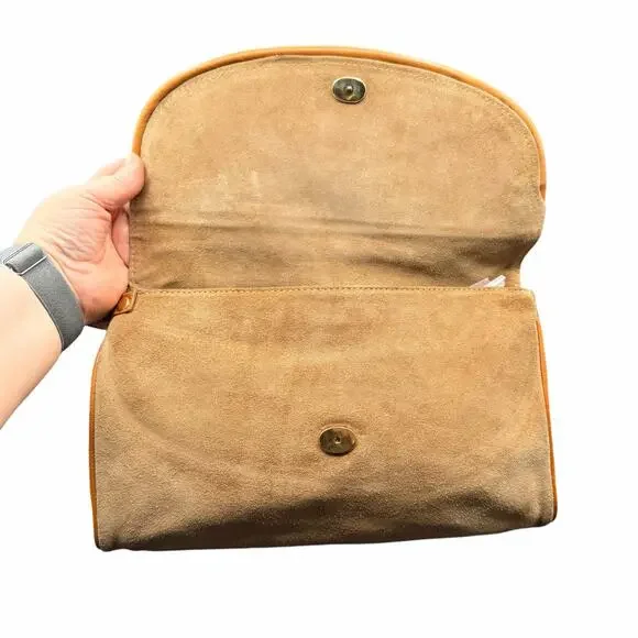 Vintage Latinas Suede Leather Clutch Wristlet Tan Made in Italy - Picture 7 of 10